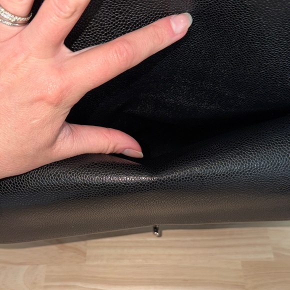 CHANEL Black Quilted Jumbo Leather Flap Shoulder Bag with Chain Strap- Caviar - Picture 7 of 12